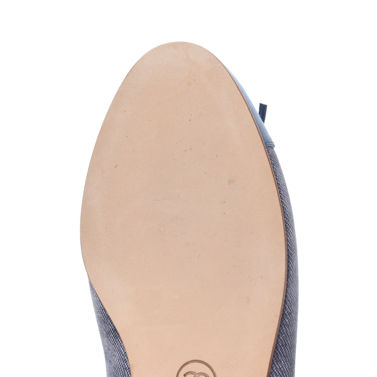 Satin Denim Goatskin CC Cap Toe Ballerina Flats 35 Blue