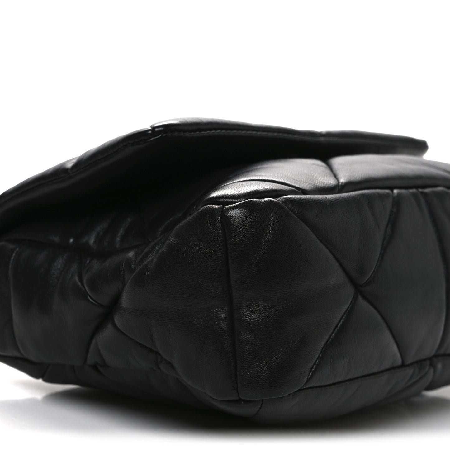 Nappa Re-Nylon Triangle Quilted Patchwork System Flap Shoulder Bag Black