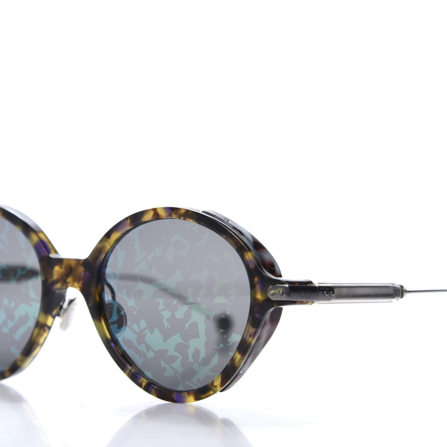 Acetate Leaf Print Umbrage Round Sunglasses Green Foliage