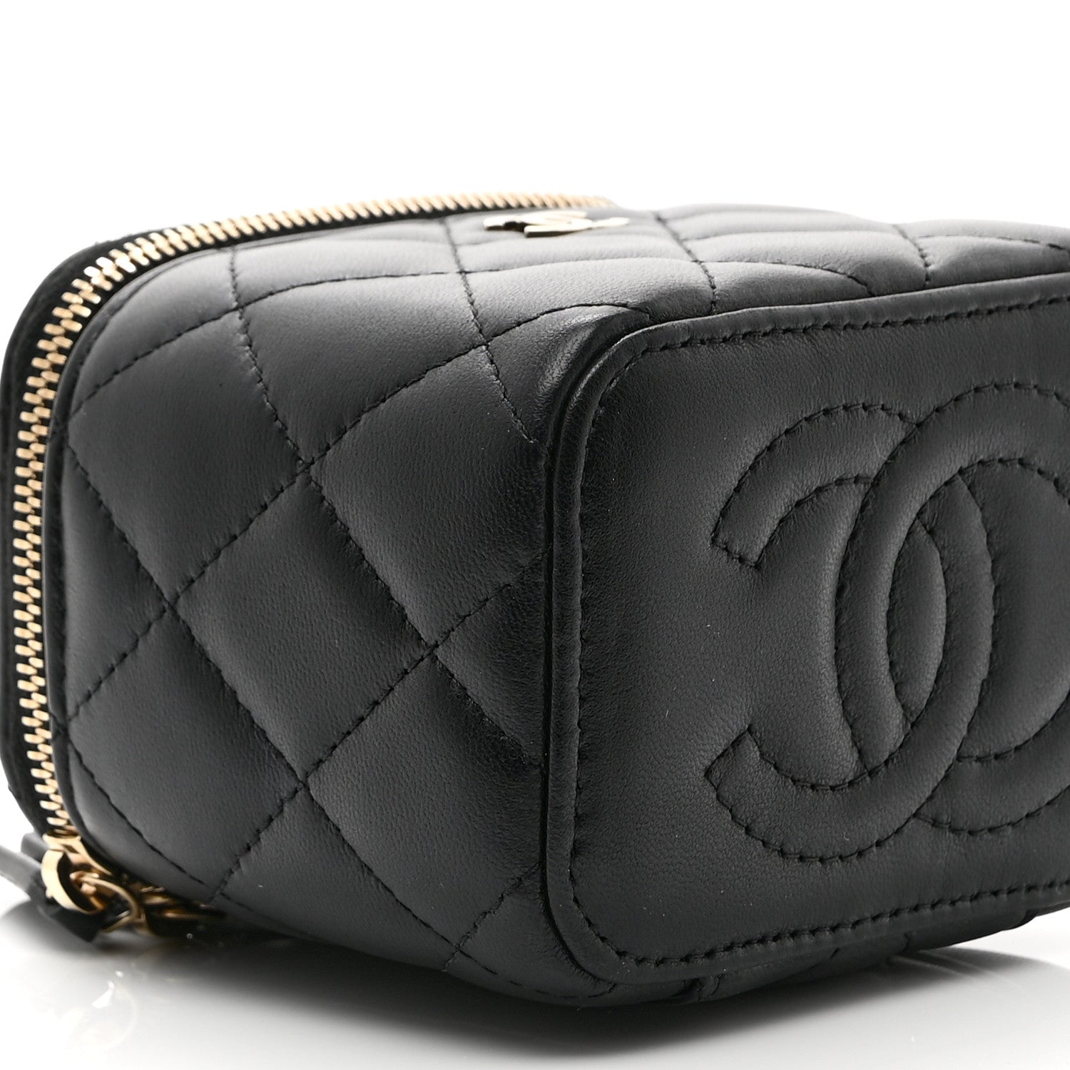 Chanel Lambskin Quilted Mini Vanity Case With Chain Black 9 of 10