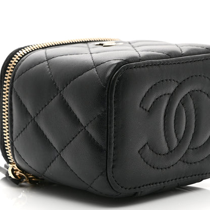 Chanel Lambskin Quilted Mini Vanity Case With Chain Black 9 of 10