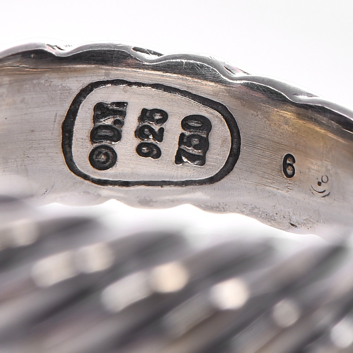 David Yurman Sterling Silver 18K Yellow Gold Pearl Cable Ring 6 5 of 6