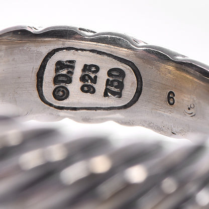 David Yurman Sterling Silver 18K Yellow Gold Pearl Cable Ring 6 5 of 6