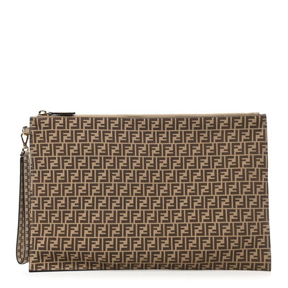 Fendi Suede Vitello Grace Micro FF Large Flat Pouch Nude Spring Maya 1 of 8
