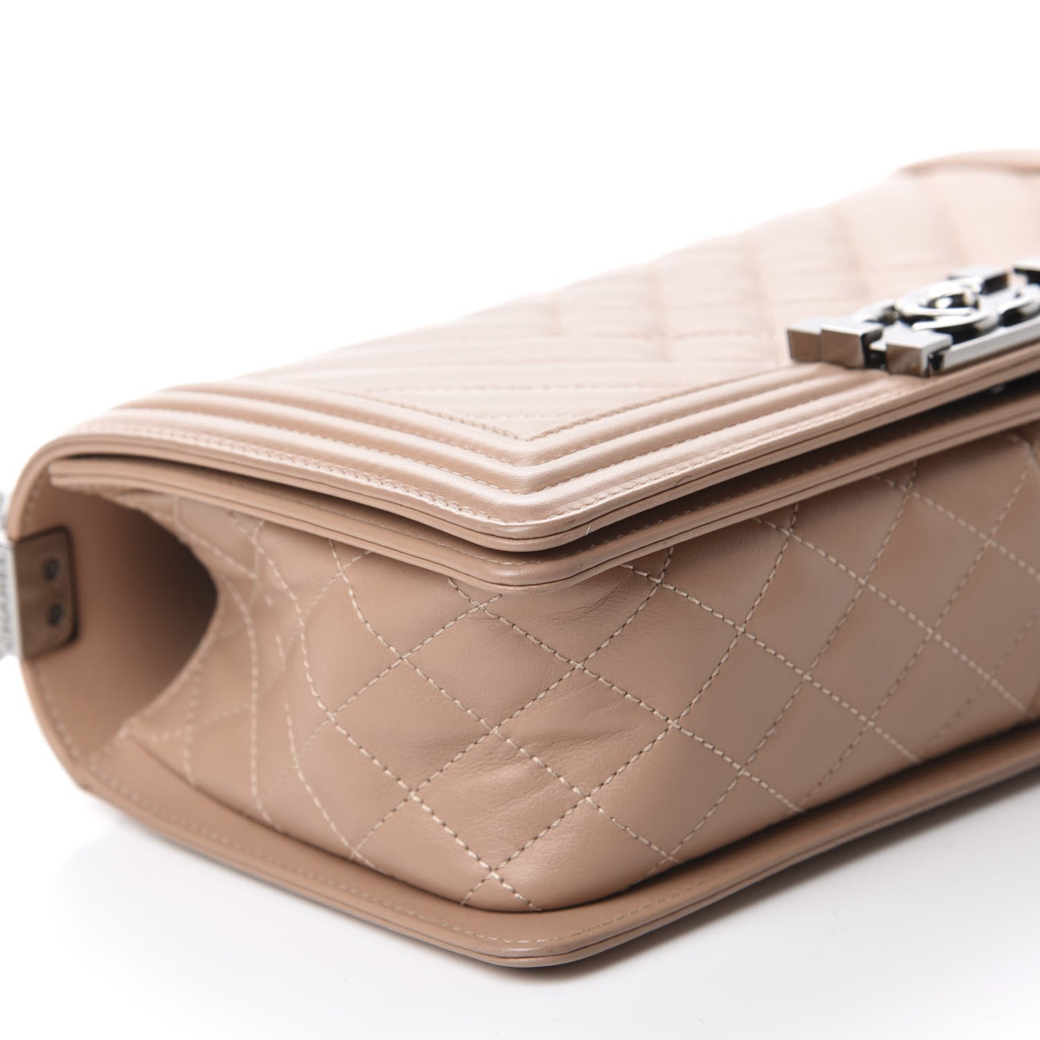 Chanel Calfskin Chevron Quilted Medium Boy Flap Beige 6 of 11