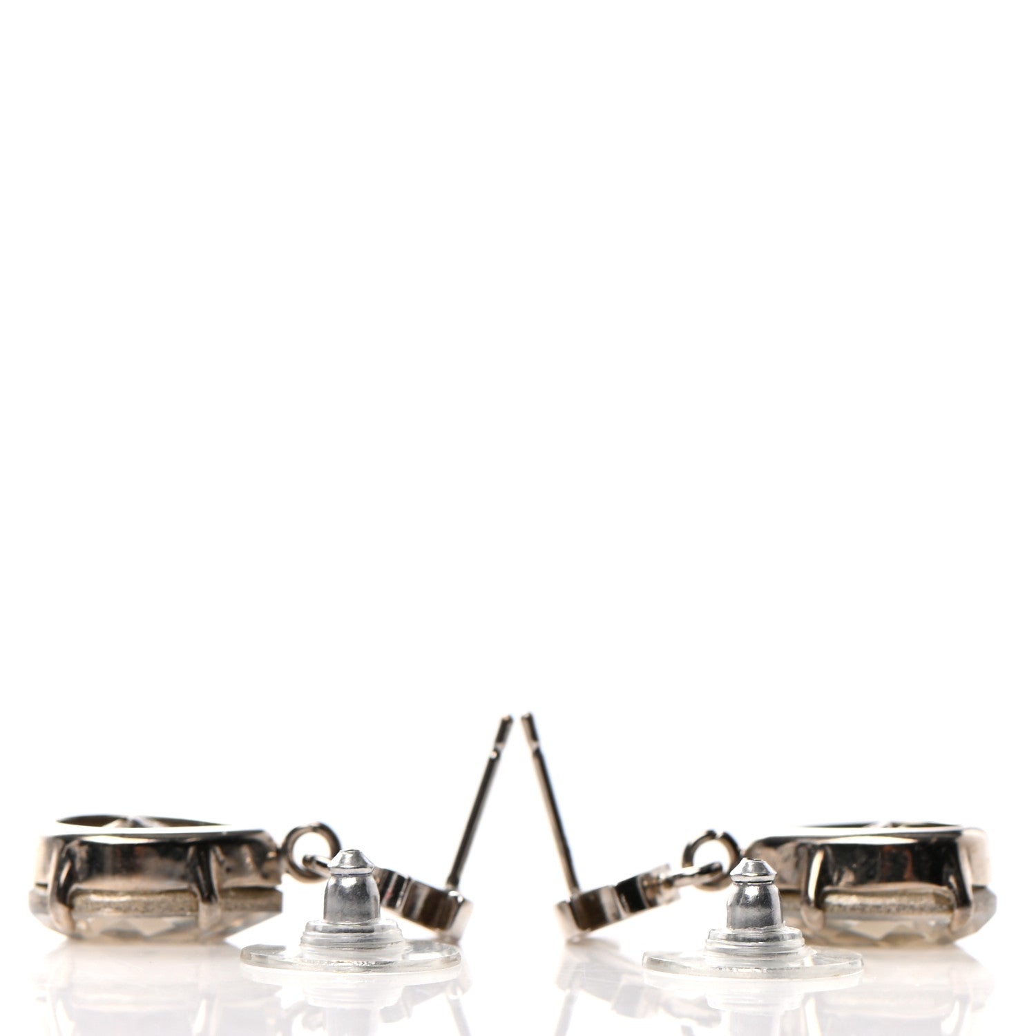 Chanel Crystal CC Tear Drop Earrings Silver 3 of 4