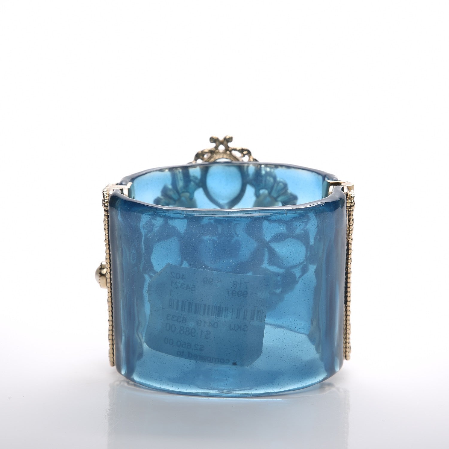 Chanel Resin Gripoix Pearl CC Cuff Blue 3 of 7