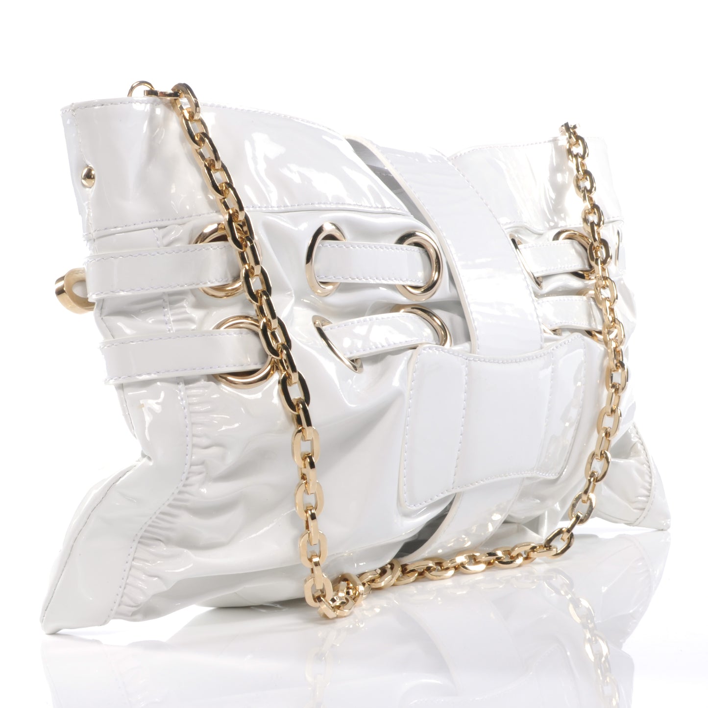 Patent Convertible Rio Oversized Clutch White