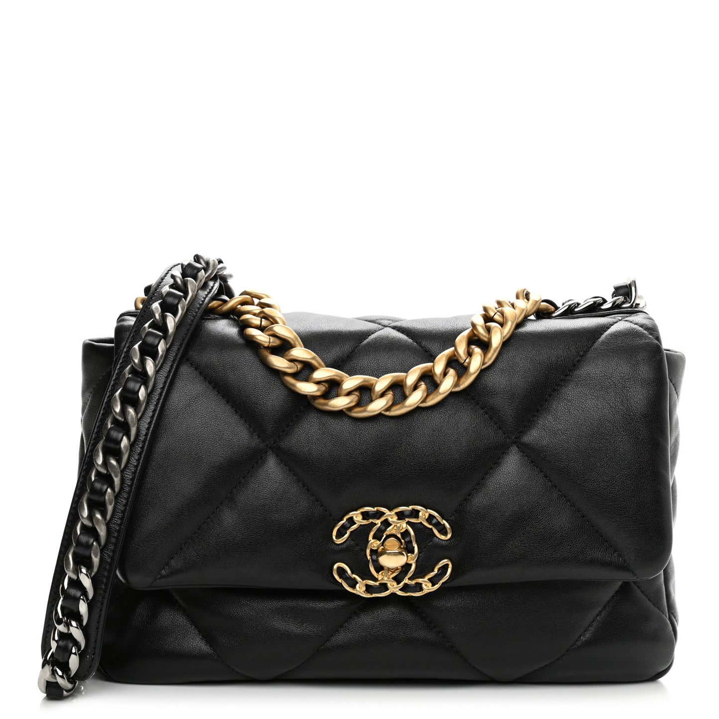 Goatskin Quilted Medium Chanel 19 Flap Black