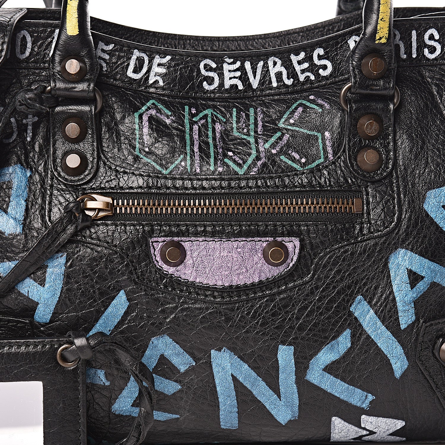Balenciaga Agneau Graffiti All Over Classic Hardware S City Black Multicolor 10 of 10