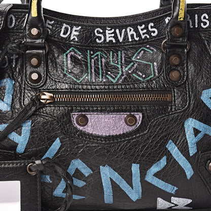 Balenciaga Agneau Graffiti All Over Classic Hardware S City Black Multicolor 10 of 10