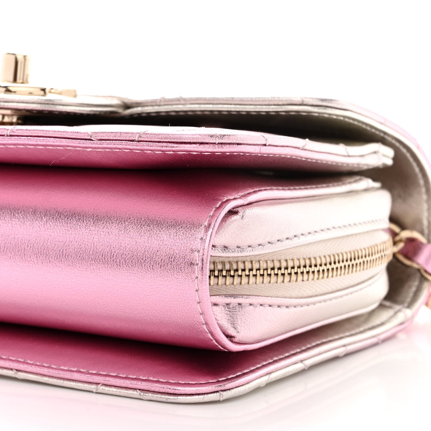 Chanel Metallic Lambskin Like A Wallet Flap Golden Pink 11 of 12