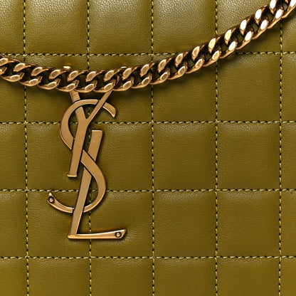 Saint Laurent Lambskin Carre Quilted Cassandre Chain Wallet Olive Drab 8 of 10