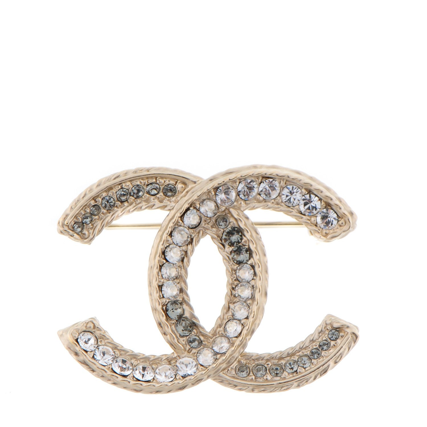 Chanel Crystal CC Brooch Light Gold 1 of 4