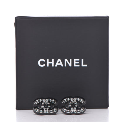 Chanel Resin CC Earrings Black White 5 of 5