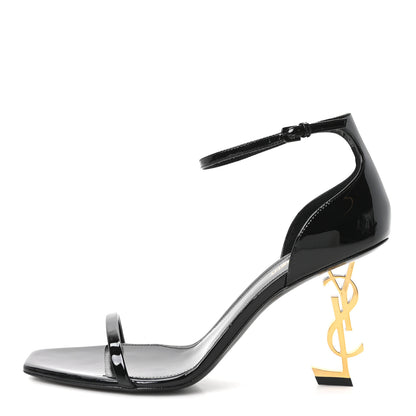 Saint Laurent Patent Calfskin Opyum 85 Sandals 41 Black Gold 1 of 10