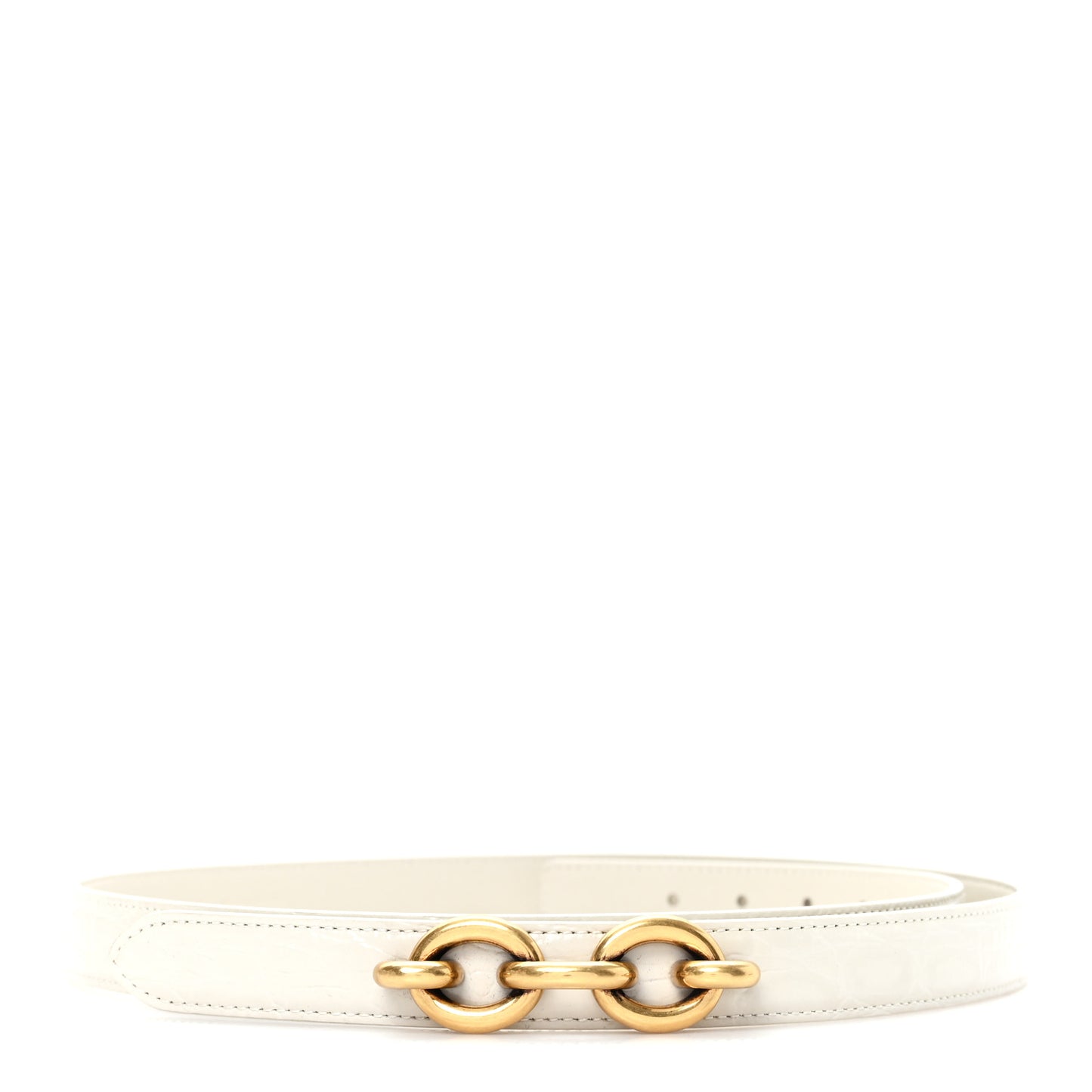 Calfskin Crocodile Embossed Maillon 20mm Cintura Belt 90 36 Crema Soft