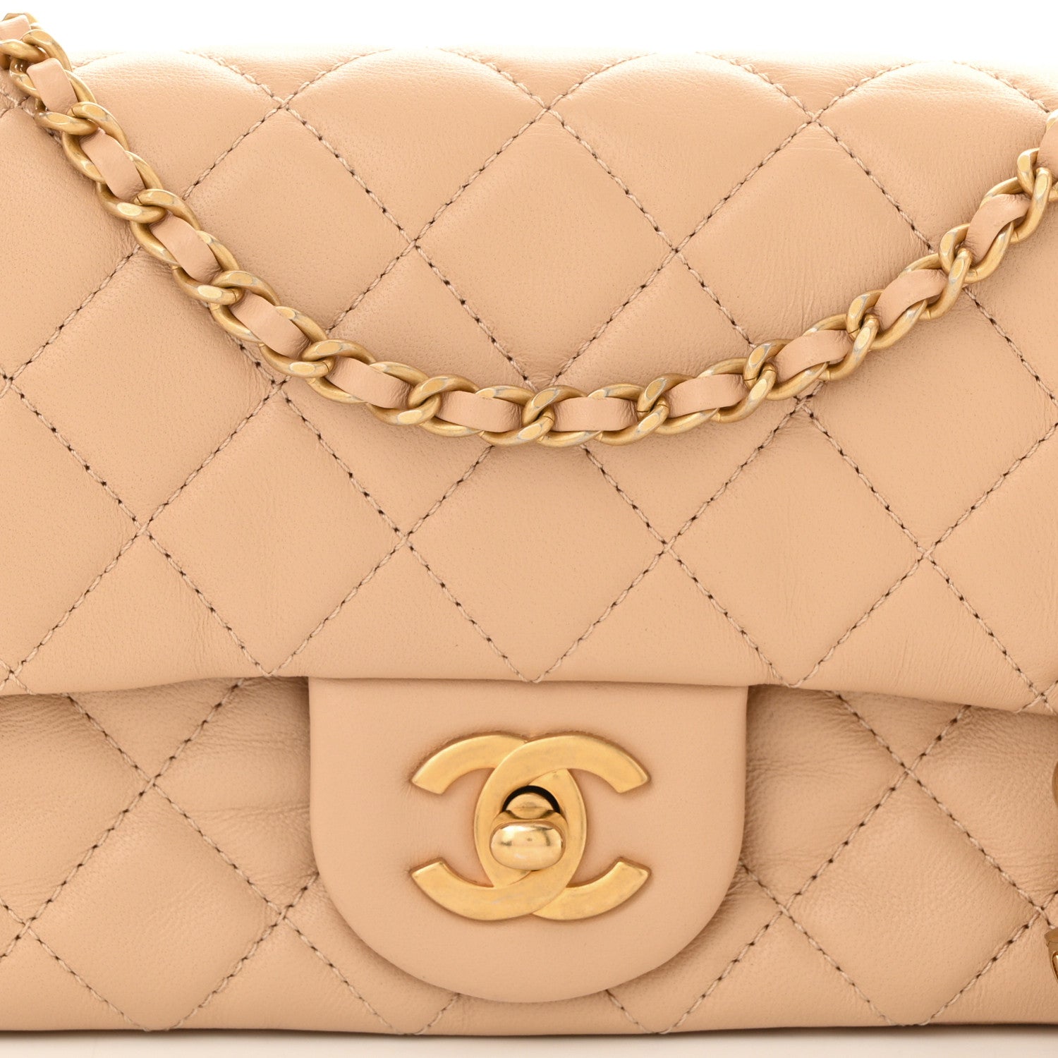 Chanel Lambskin Quilted Mini Rectangular Pearl Crush Flap Beige 7 of 10