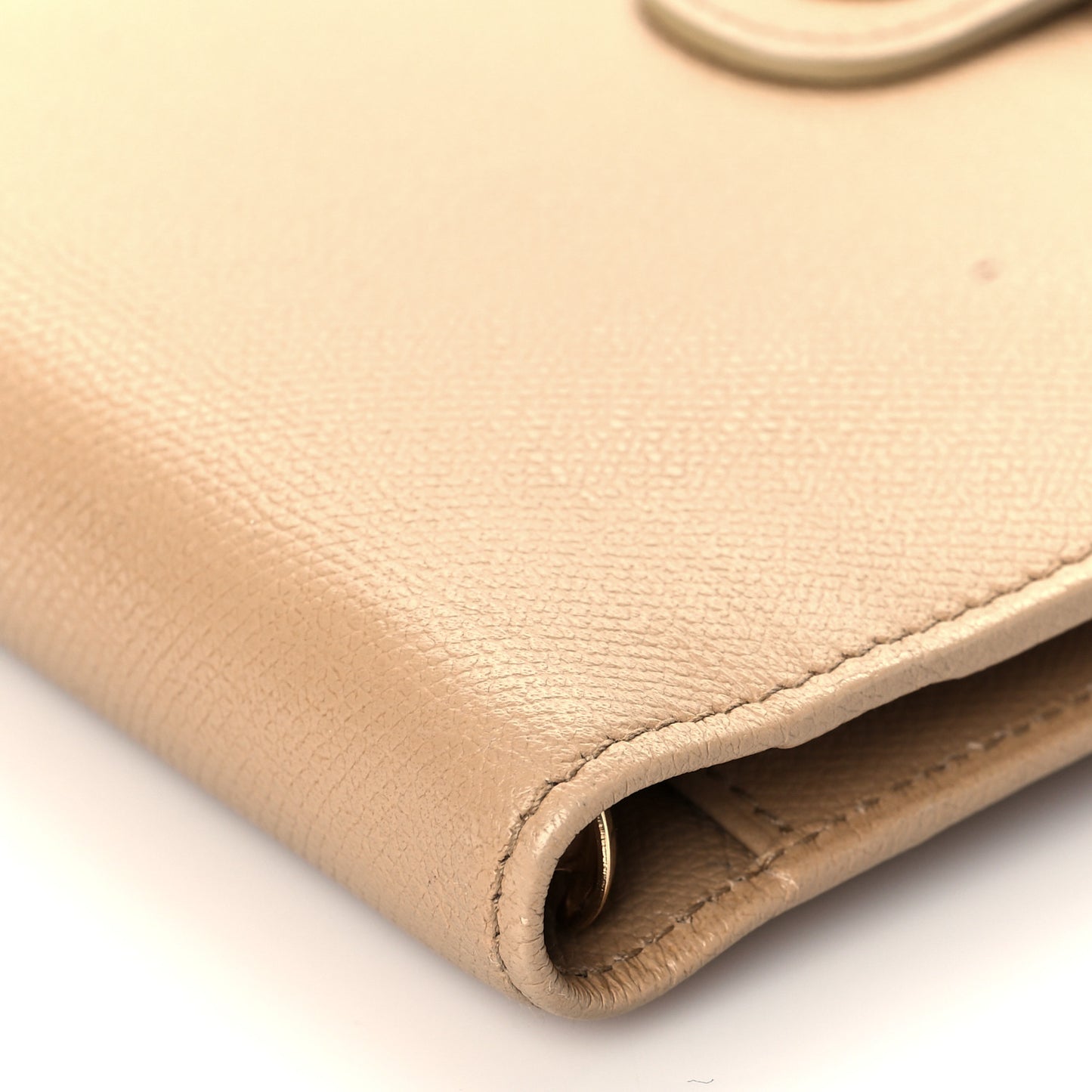 Grained Calfskin CC Button Pocket Agenda Cover Beige