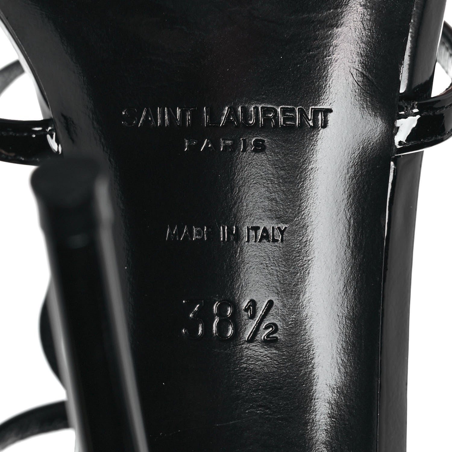 Saint Laurent Patent Cassandra 100 Ankle Strap Sandals 38.5 Black 6 of 8