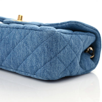 Chanel Denim Quilted Mini Pearl Crush Rectangular Flap Blue 9 of 10