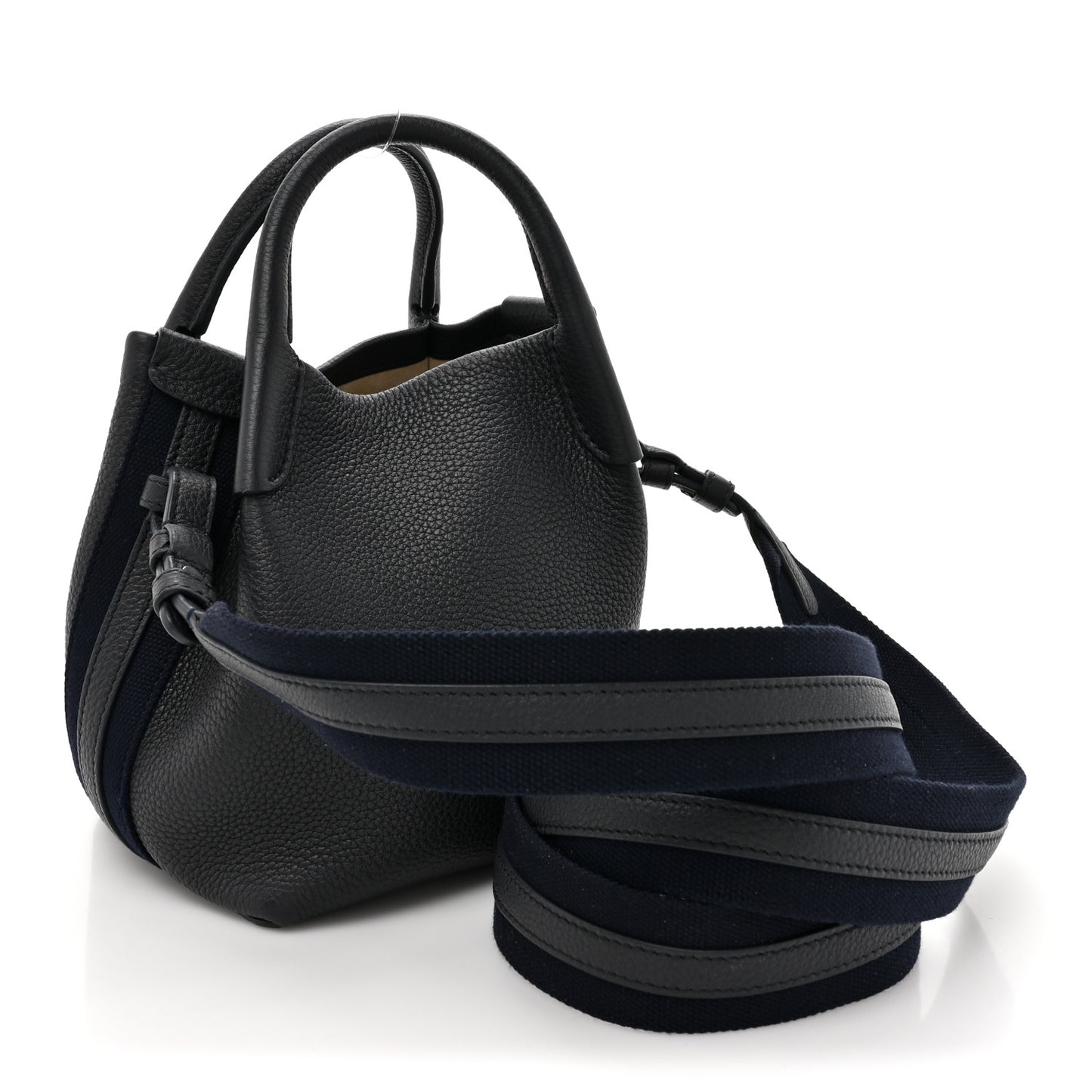 Grained Calfskin Micro Bale Bag Navy Blue