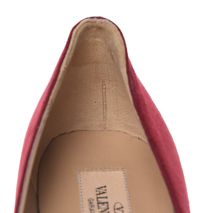 Valentino Garavani Suede Rockstud Cap Toe Platform Pumps 40 Red Gold 12 of 20
