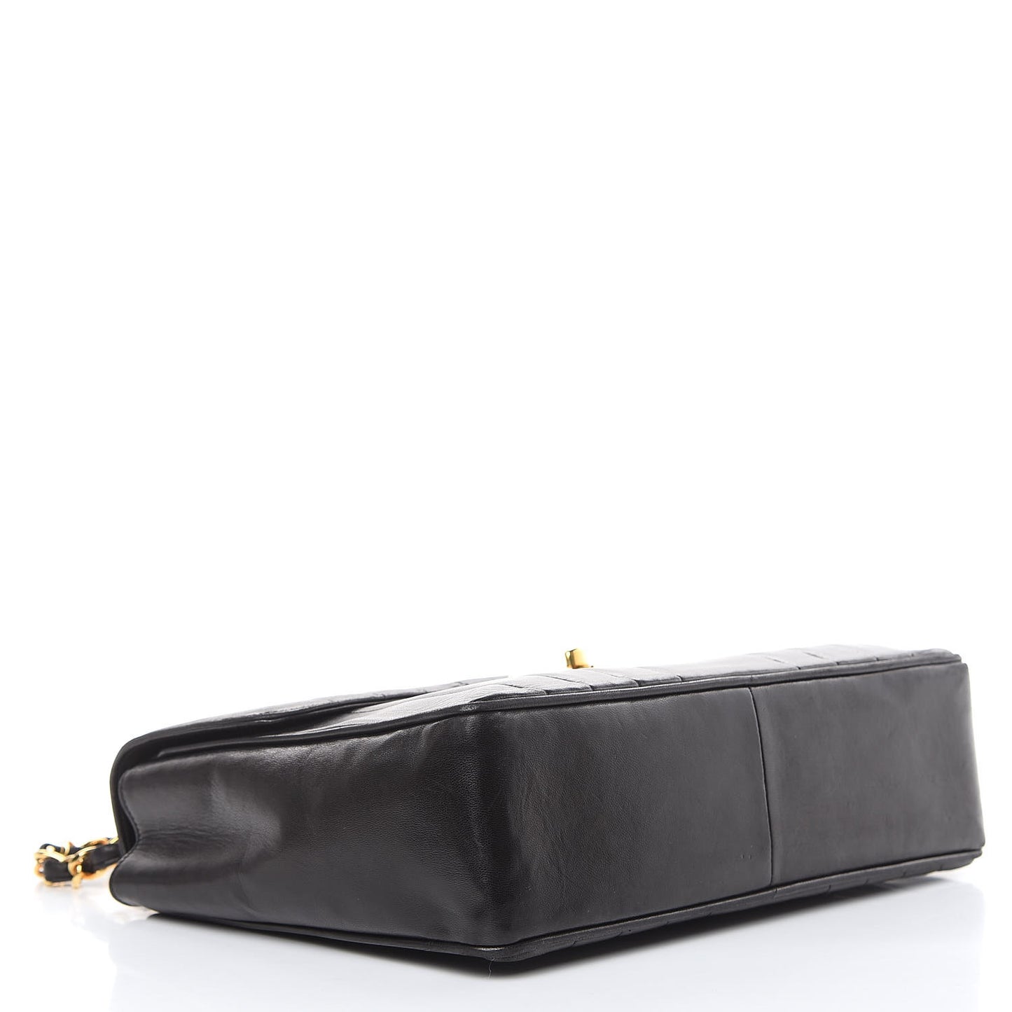 Lambskin Vertical Quilt Jumbo Single Flap Black
