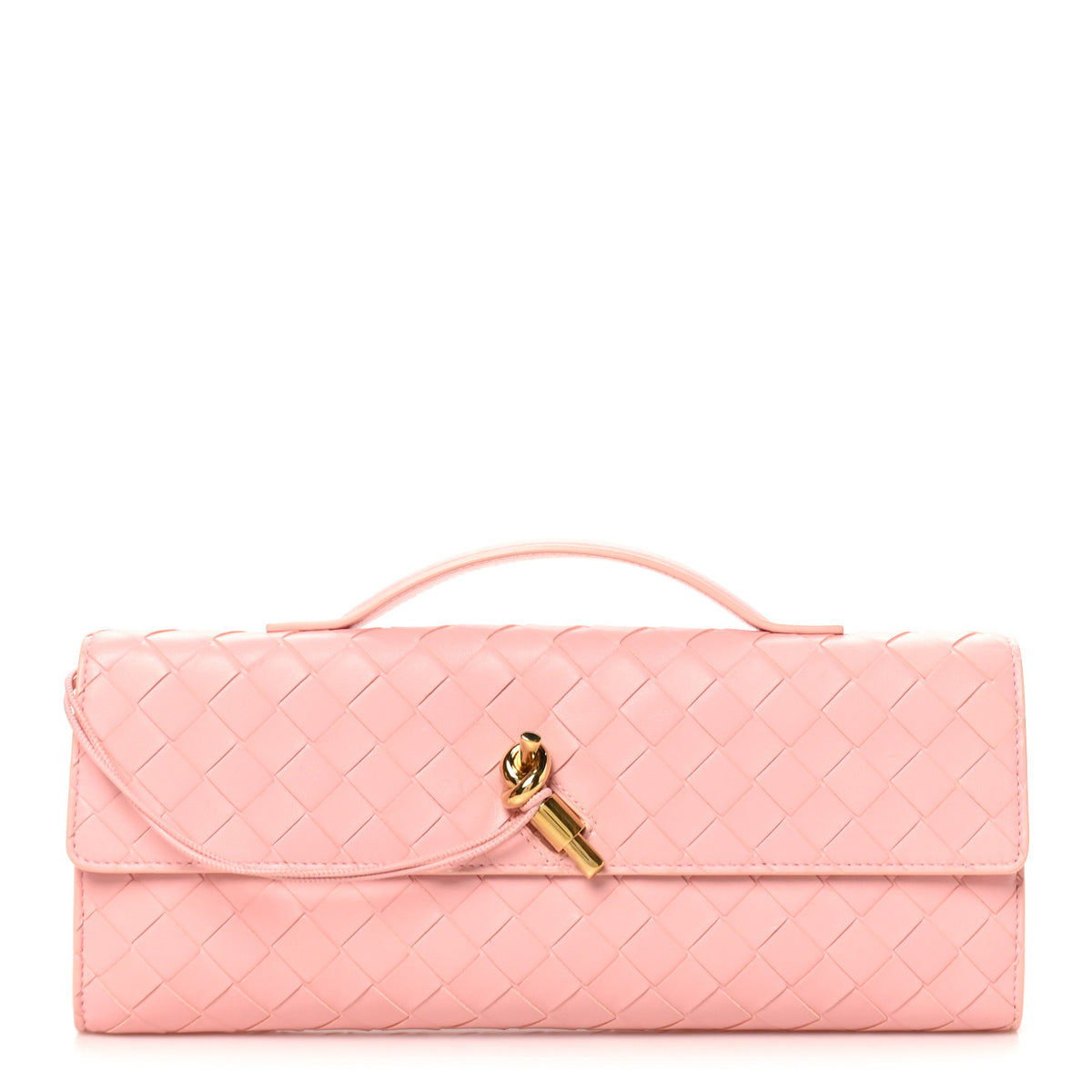 Nappa Intrecciato Long Andiamo Top Handle Clutch Rose