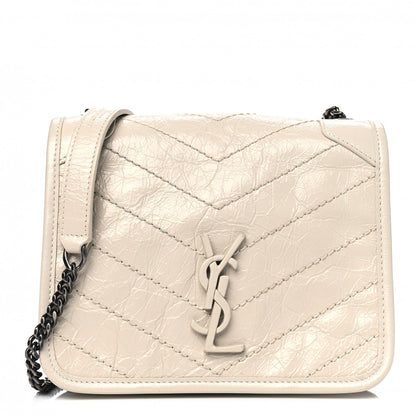 Saint Laurent Crinkled Calfskin Matelasse Monogram Niki Chain Wallet Crema Soft 1 of 5