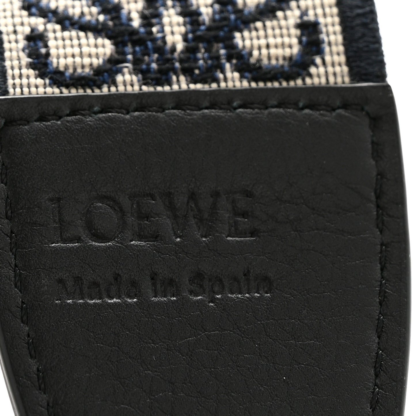 Calfskin Jacquard Anagram Loop Strap Navy Black