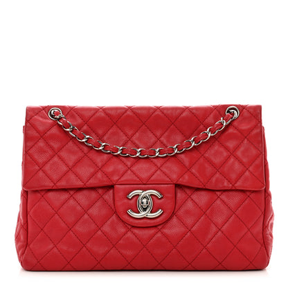 Chanel Soft Caviar Quilted Jumbo XL Single Flap Red 1 of 12