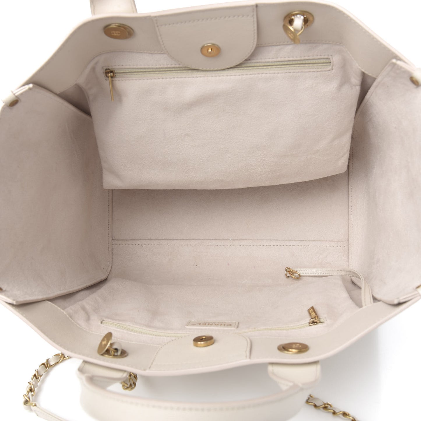 Caviar Medium Studded Deauville Tote Beige