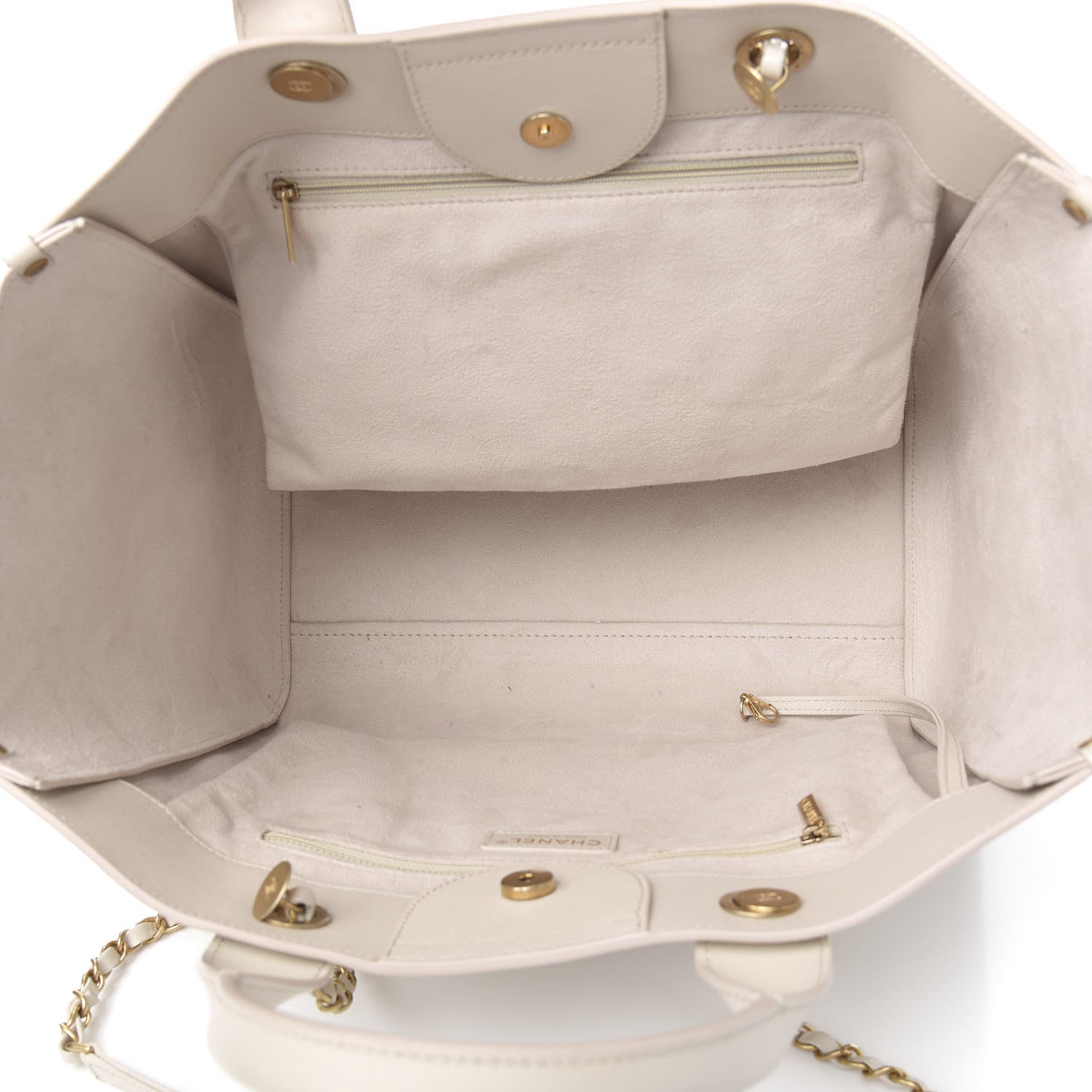 Chanel Caviar Medium Studded Deauville Tote Beige 4 of 12