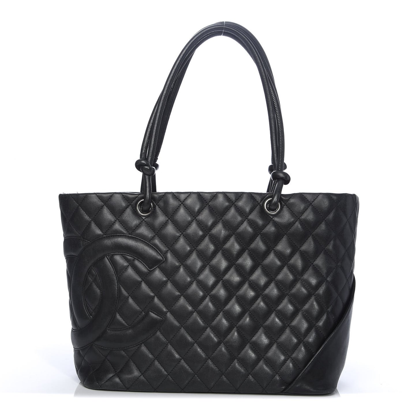 Calfskin Quilted Large Cambon Tote Black