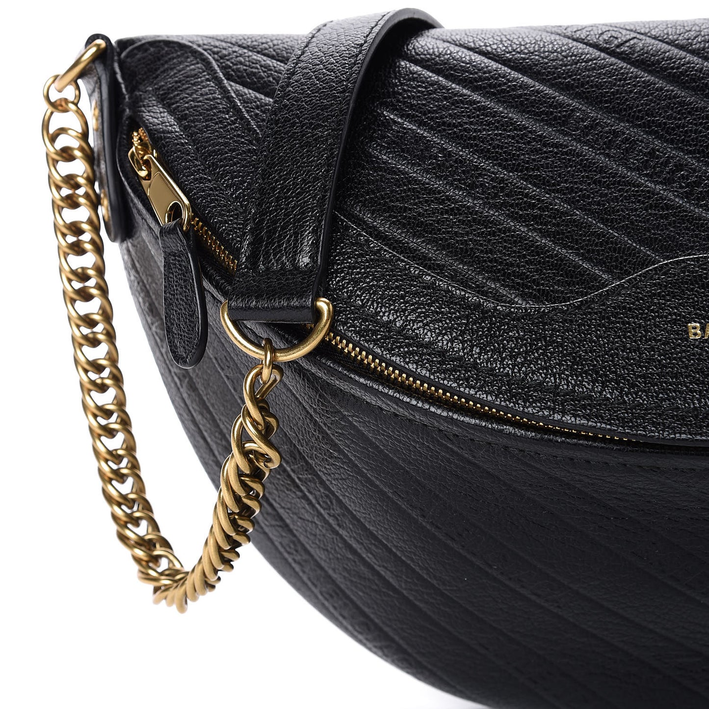 Shiny Goatskin Allover Logo Embossed XS Souvenir Belt Bag Black