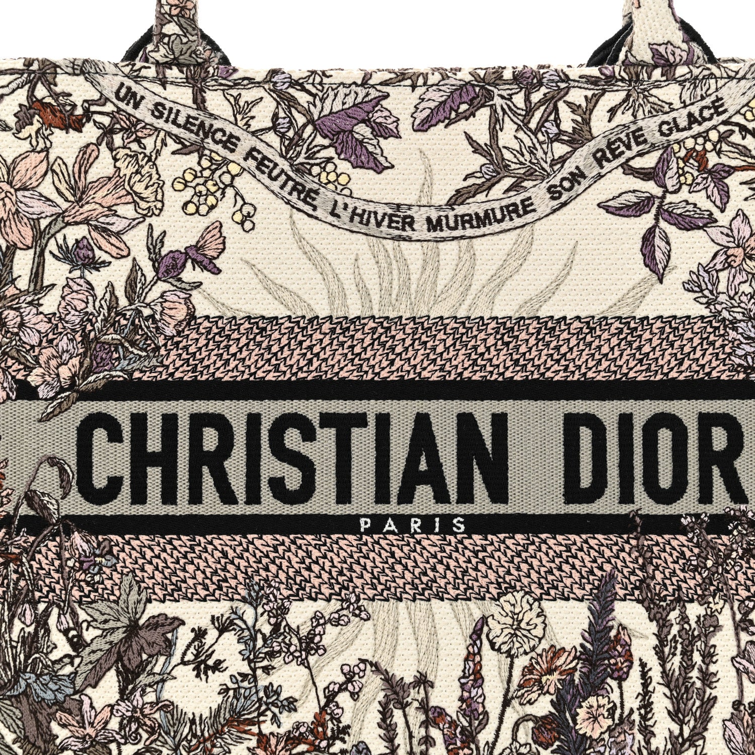 Christian Dior Canvas Embroidered Medium 4 Saisons Hiver Soleil Book Tote Multicolor 8 of 13