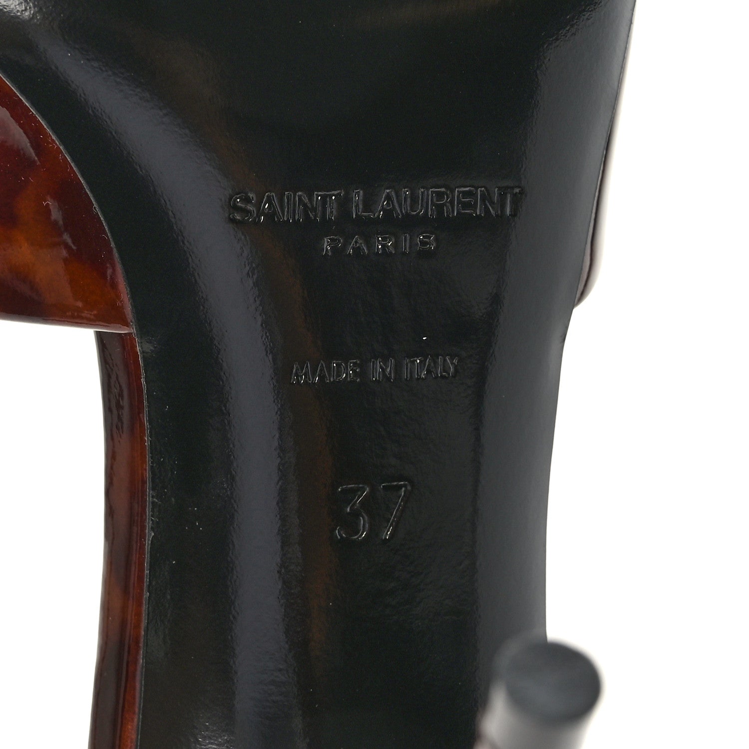 Saint Laurent Patent Tartaruga Sexy 95mm Mules 37 Tortoise Brown 7 of 9