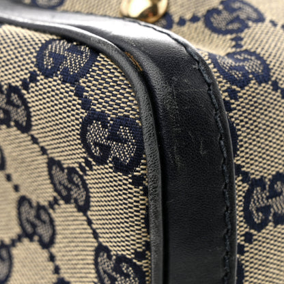 Gucci Monogram Selleria Calfskin Vintage Web Medium Boston Beige Blue 14 of 16