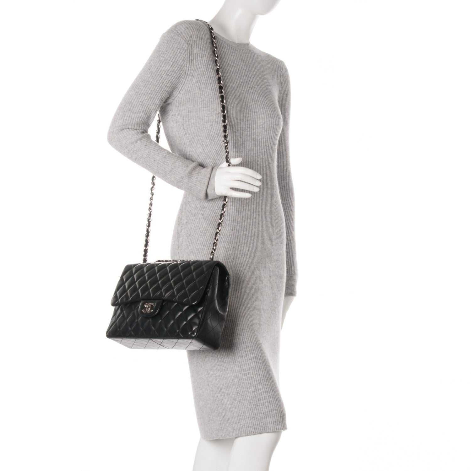 Chanel Lambskin Quilted Jumbo Single Flap Black 2 of 7