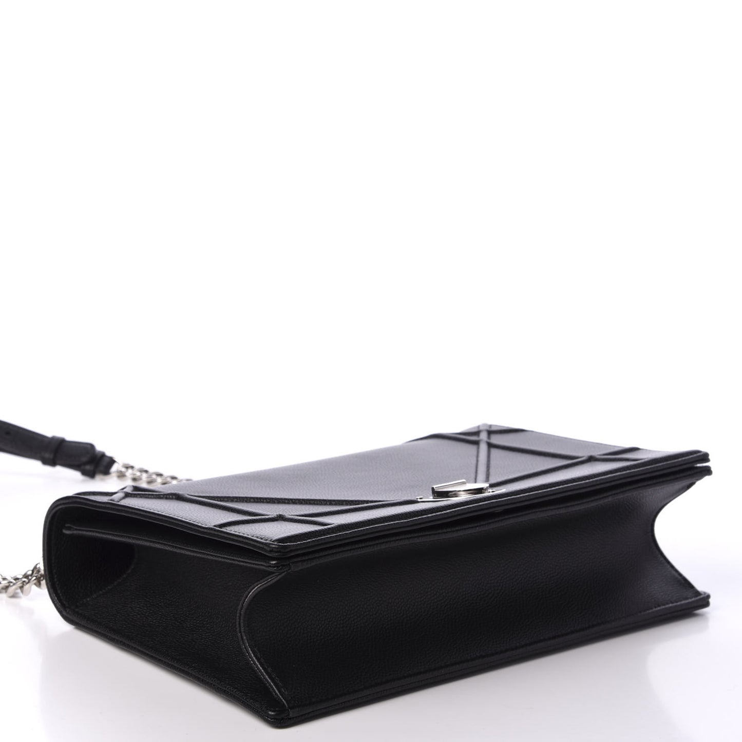 Grained Calfskin Large Diorama Flap Bag Black