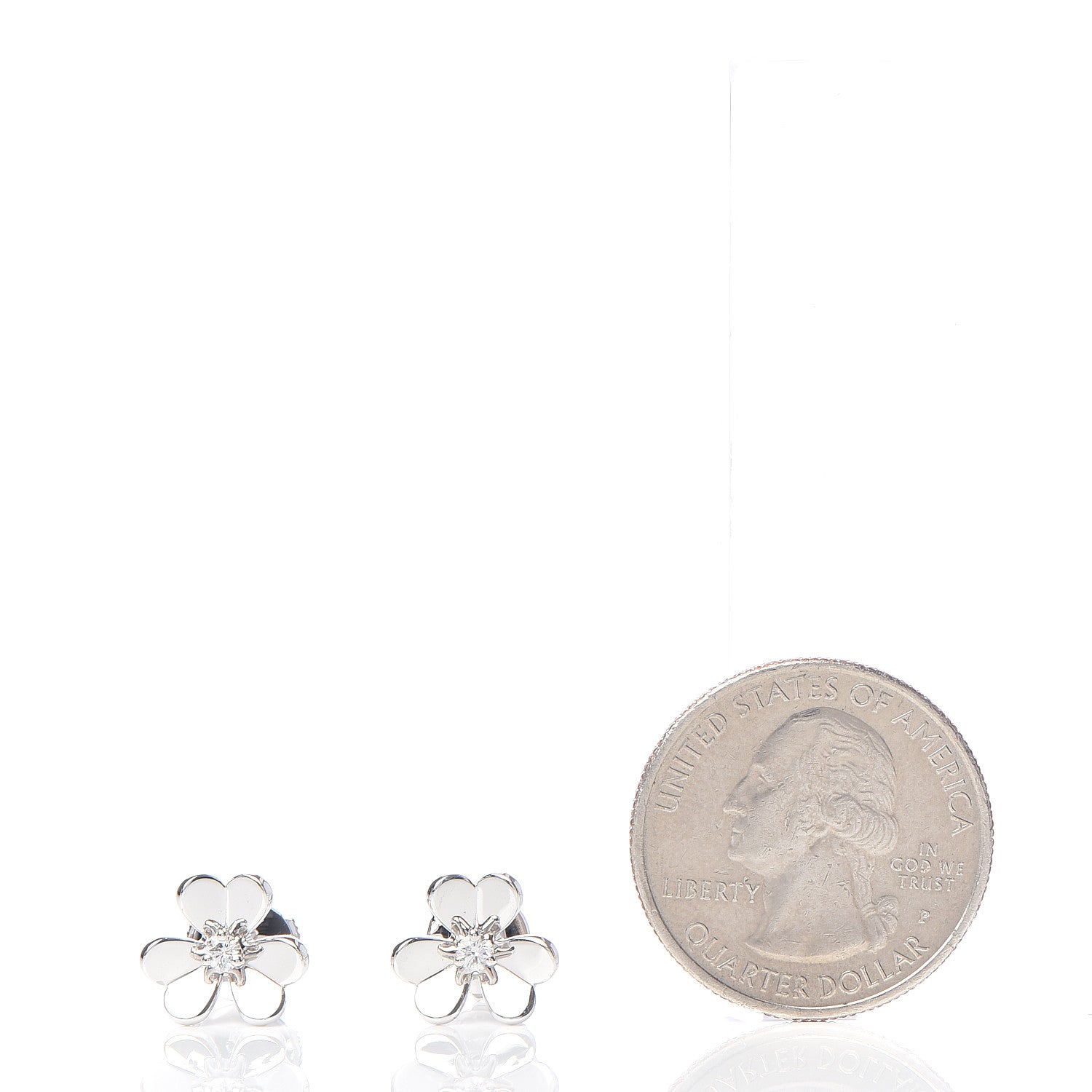 Van Cleef & Arpels 18K White Gold Diamond Mini Frivole Earrings 2 of 5