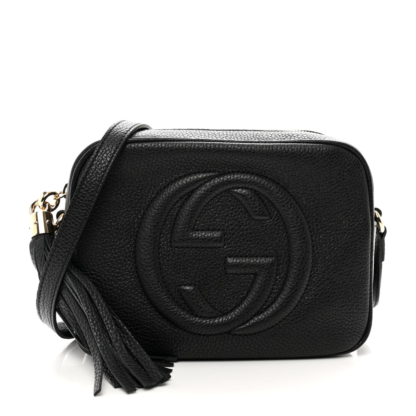 Pebbled Calfskin Small Soho Disco Bag Black