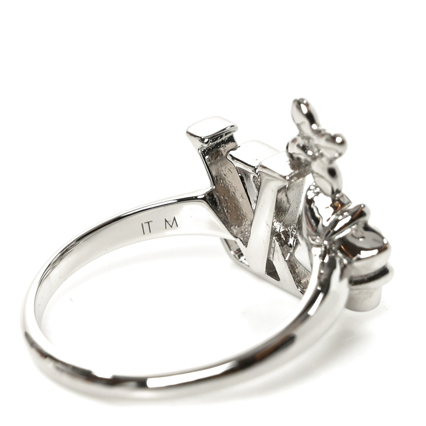 Metal Crystal Loulougram Ring M Silver