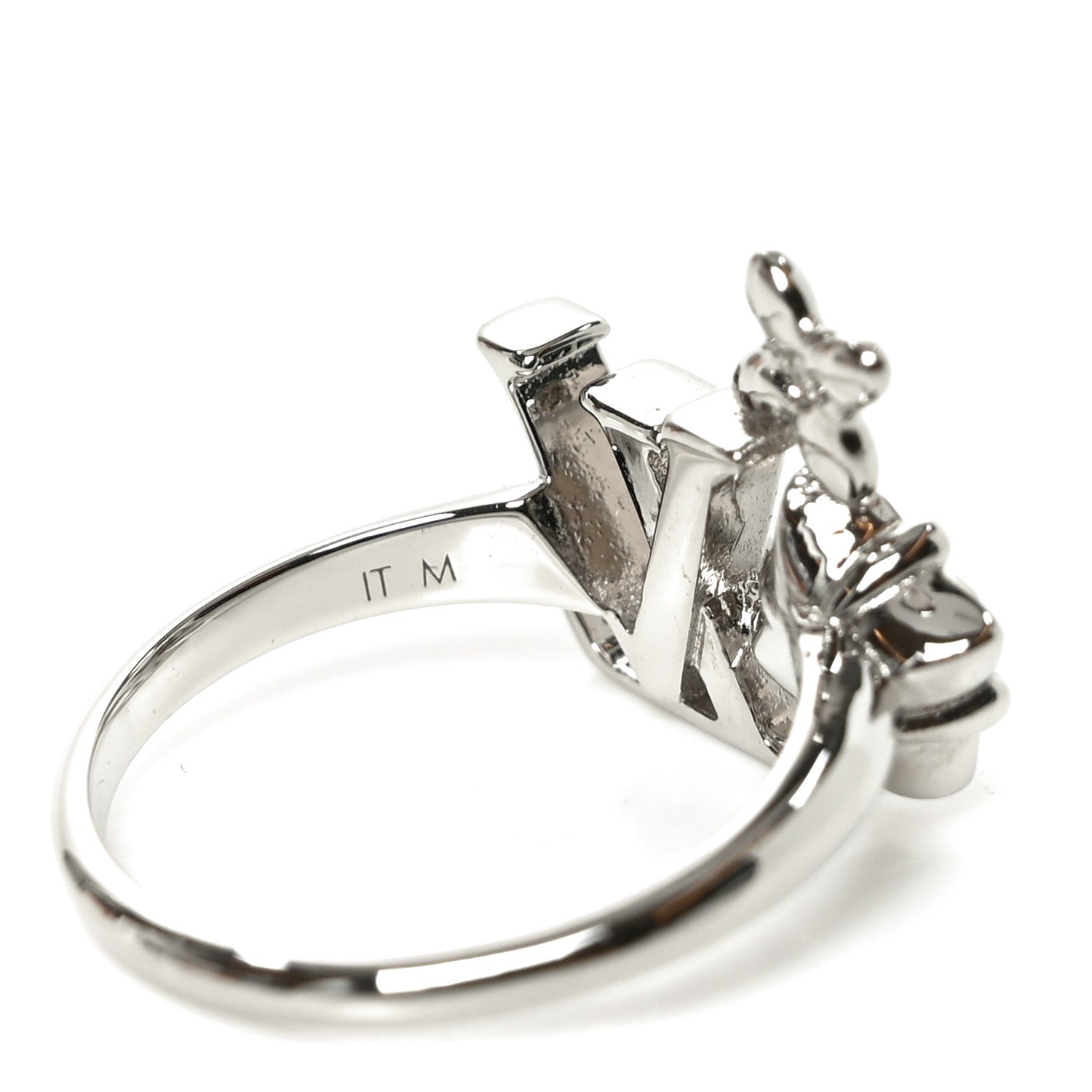 Louis Vuitton Metal Crystal Loulougram Ring M Silver 5 of 6