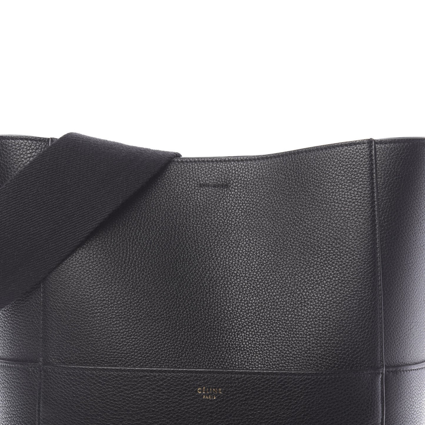Soft Grained Calfskin Sangle Bucket Bag Black