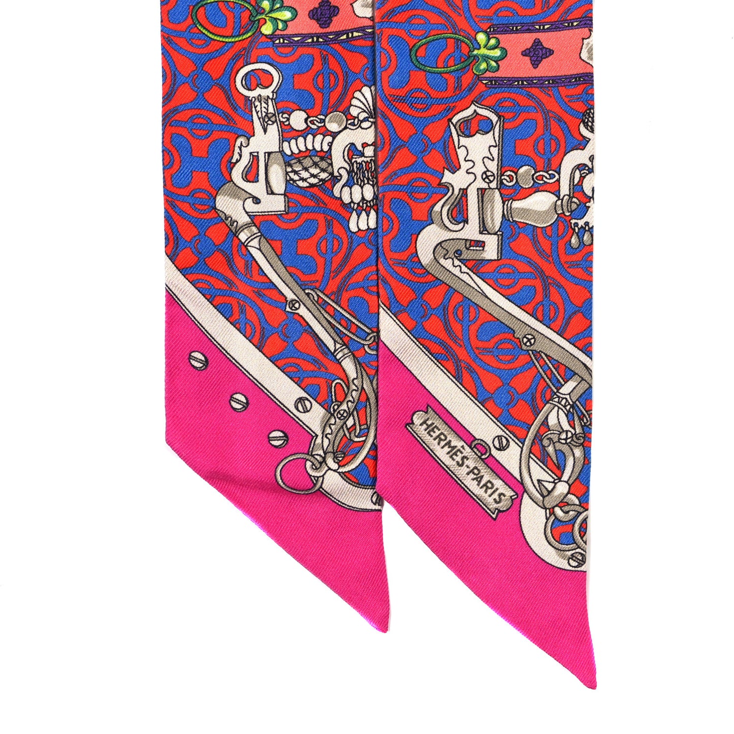 Silk Mors Et Gourmettes Remix Twilly Fuchsia Bleu Corail