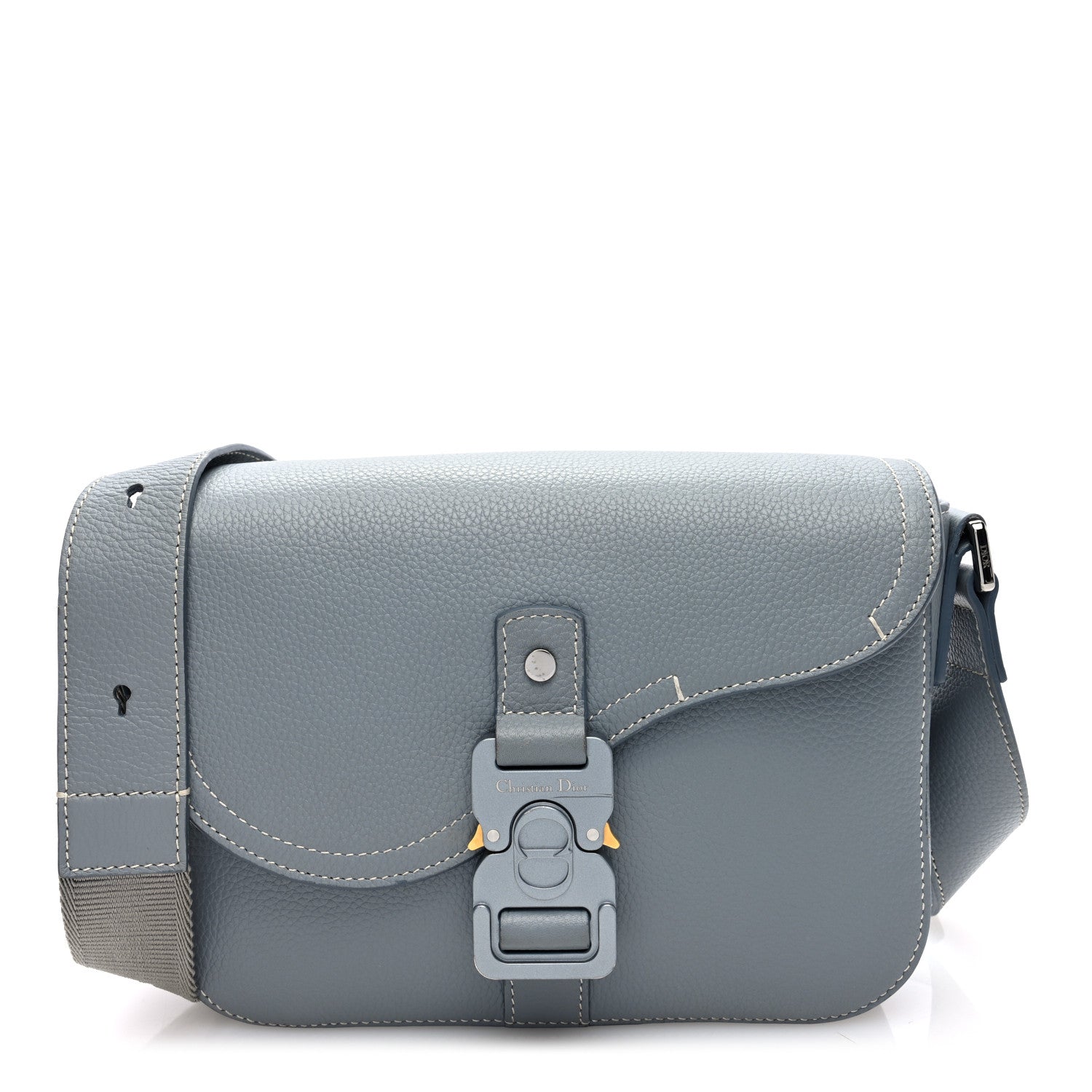 Christian Dior Grained Calfskin Medium Saddle Messenger Bag Grey 1 of 9