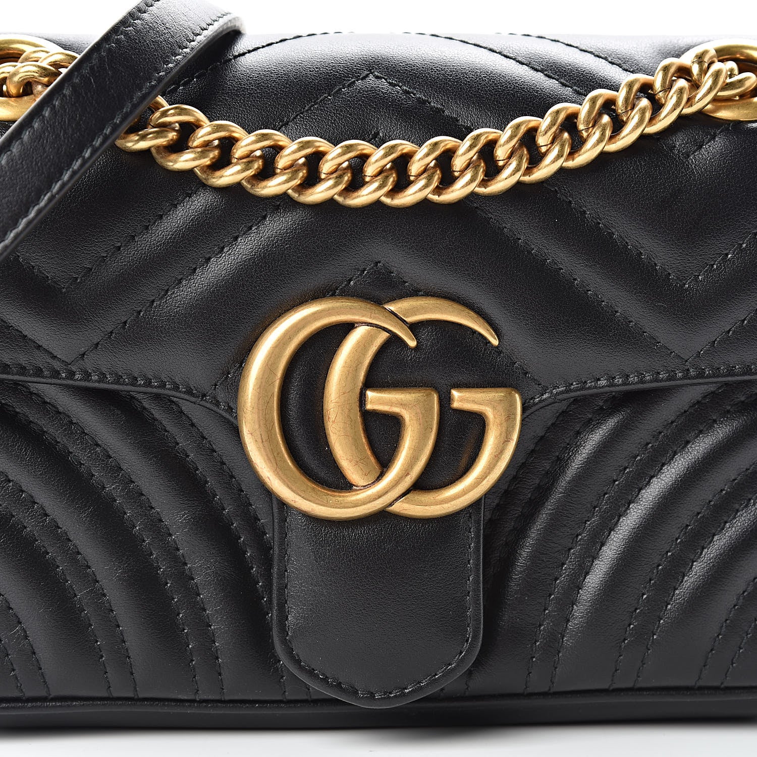 Gucci Calfskin Matelasse Mini GG Marmont Shoulder Bag Black 8 of 12