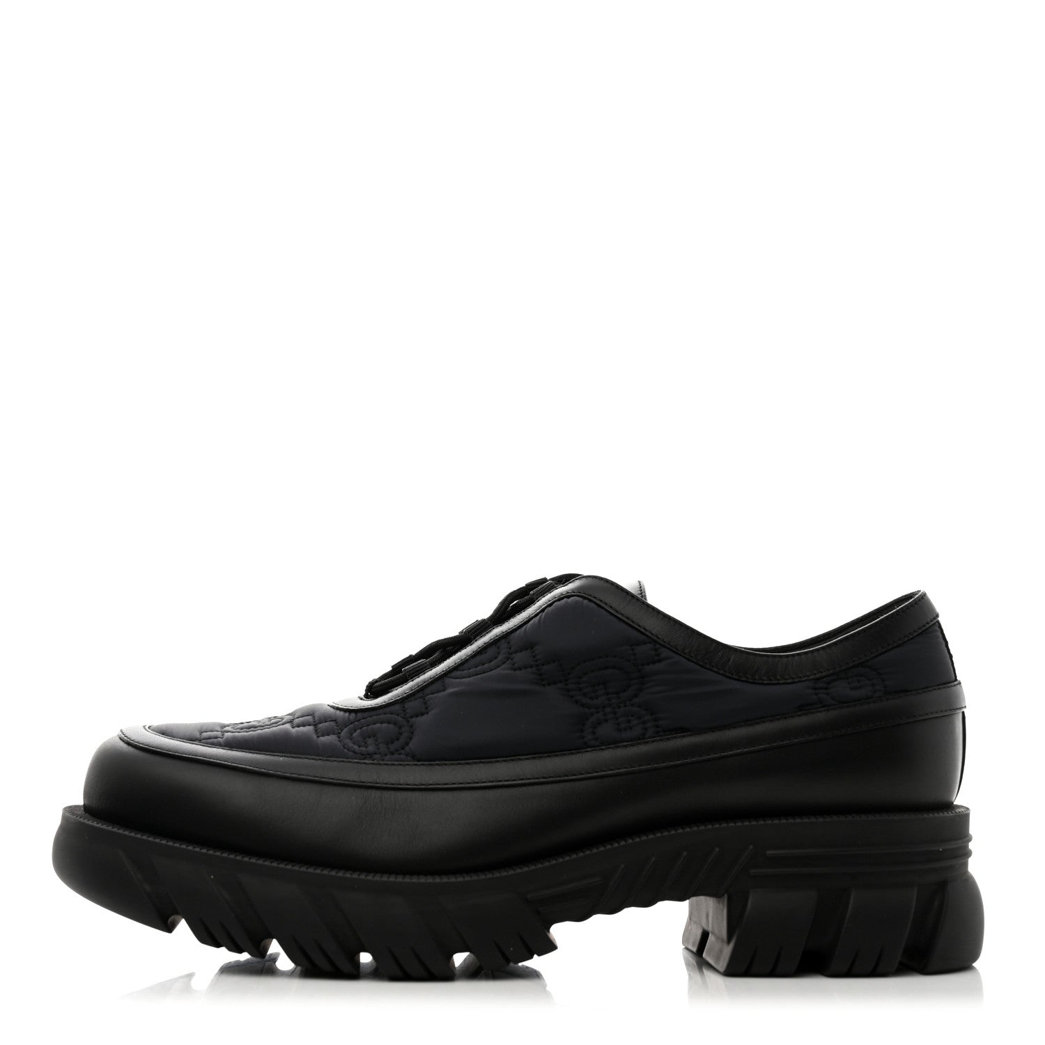 Gucci GG Nylon Monogram Romance Calfskin Mens Platform Loafers 11 Black 1 of 8
